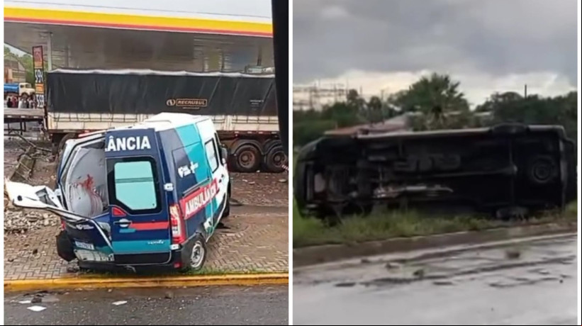 Ambulâncias se envolveram em acidentes na tarde deste domingo, 25, com pouco tempo de diferença, na BR-222