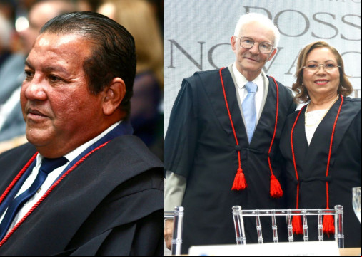 Da esquerda para direita: ex-presidente do TRE-CE Raimundo Nonato Silva Santos; novo vice e corregedor, Emanuel Leite Albuquerque; e a presidente Maria Iraneide Moura Silva

Emanuel Leite Albuquerque