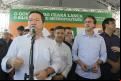 FORTALEZA, CE, BRASIL, 23-04-2016: Lúcio Ferreira Gomes, Washington Gois e Camilo Santana. Com a presença do governador Camilo Santana (PT), é lançado o Bilhete Único Intermunicipal, na Praça da Matriz, em Caucaia, na Região Metropolitana de Fortaleza (RMF). (Foto: Mauri Melo/O POVO).