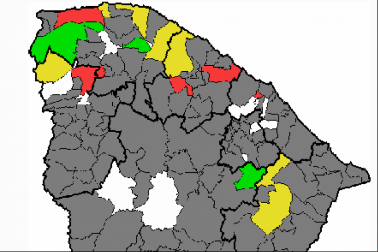 Choveu em 40 municípios do Ceará nas últimas 24 horas, de acordo com balanço da Fundação Cearense de Meteorologia e Recursos Hídricos (Funceme).