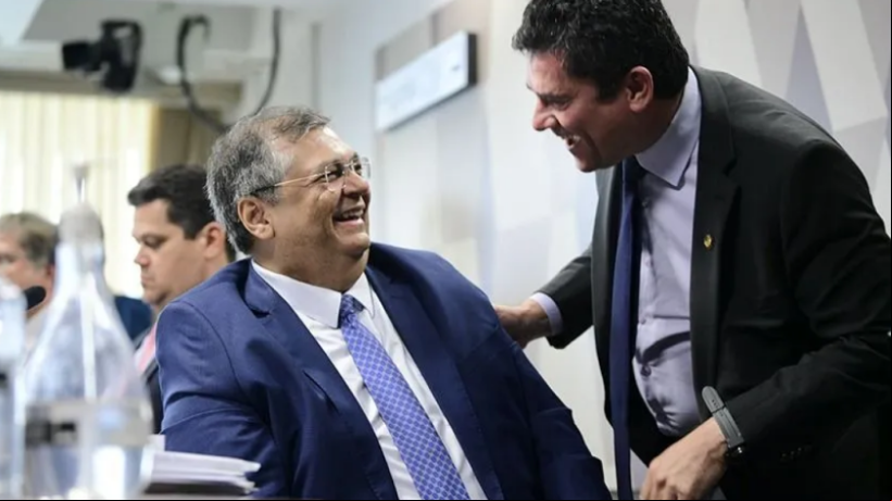 Flávio Dino e Sergio Moro durante sabatina no Senado Federal